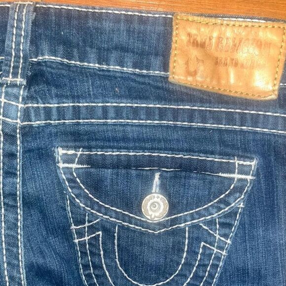 Vintage Y2K 2000 True Religion Women's Dark Denim Jeans with White Stitch SZ 32 - Picture 4 of 5